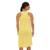 Ralee Fashion Sunny Yellow Gingham Racerback Dress for Women, Casual Summer Style, Fun Beachwear, Picnic Outfit, Lightweight Sundress